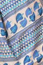Off White Leaves Pure Gachi Tussar Kantha Saree - Image 6