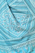 Blue Traditional Pure Silk Kantha Saree - Image 6
