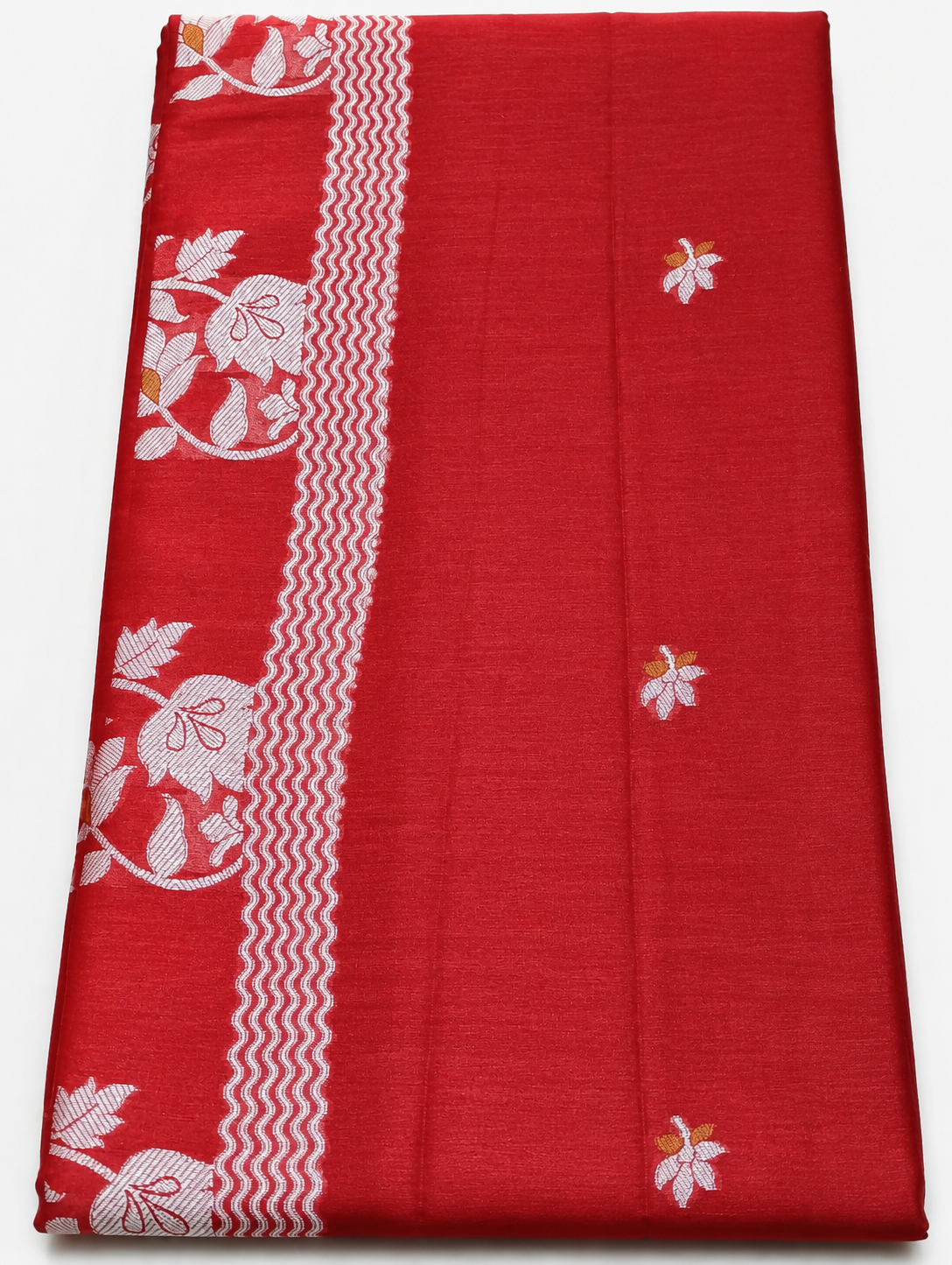 p1 Handwoven Chhattisgarh Pure Kosa Silk Saree – Red Floral Border | Premium 2/2 Ply Silk - Image 1