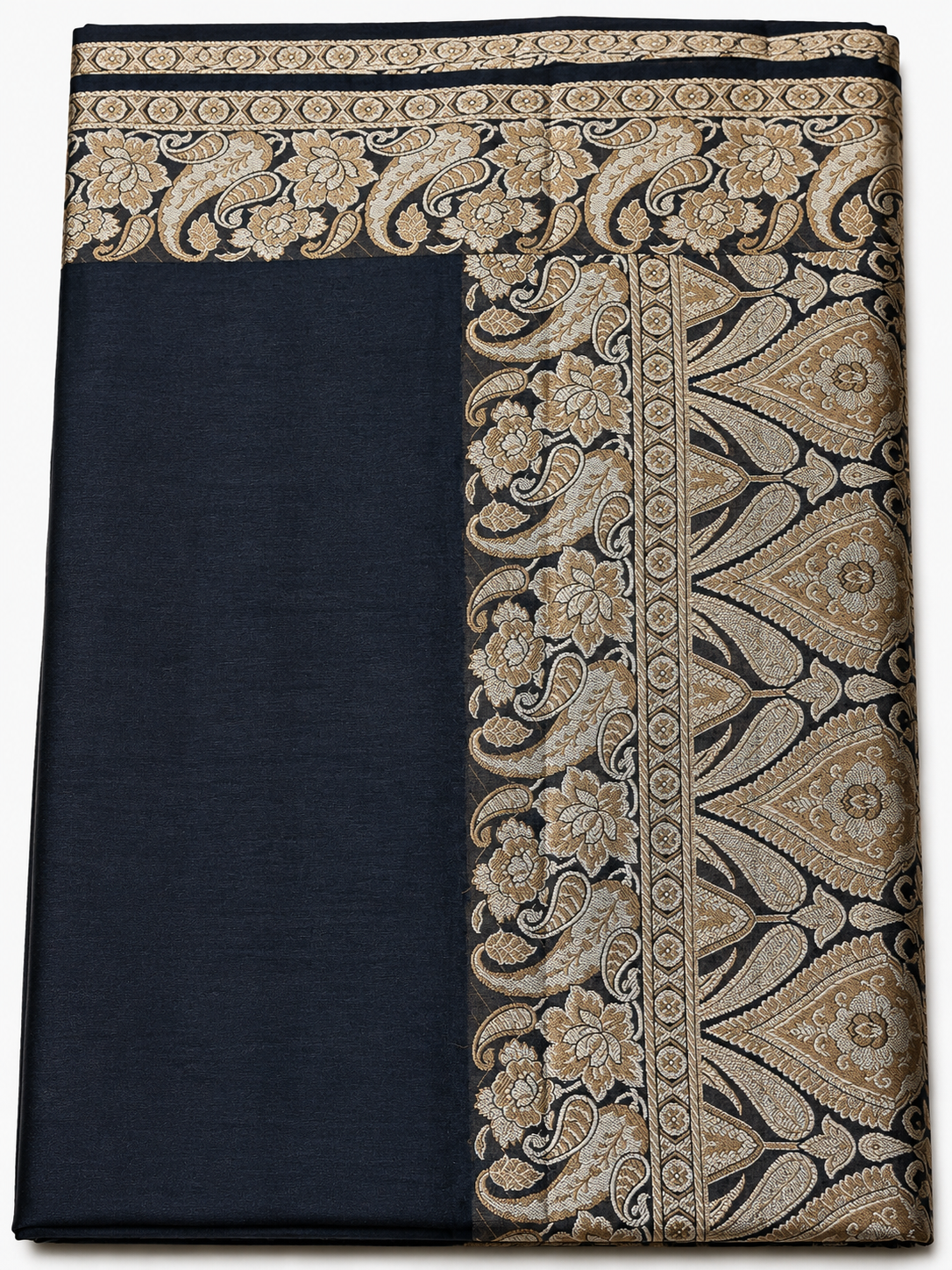 p2 Handwoven Chhattisgarh Pure Kosa Silk Saree – Black Traditional Zari Border | Premium 2/2 Ply Silk - Image 1