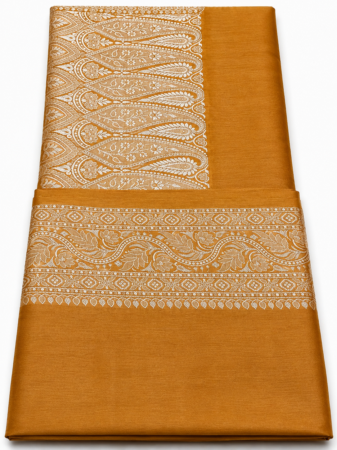 p3 Handwoven Chhattisgarh Pure Kosa Silk Saree – Golden Mustard Traditional Border | Premium Silk - Image 1