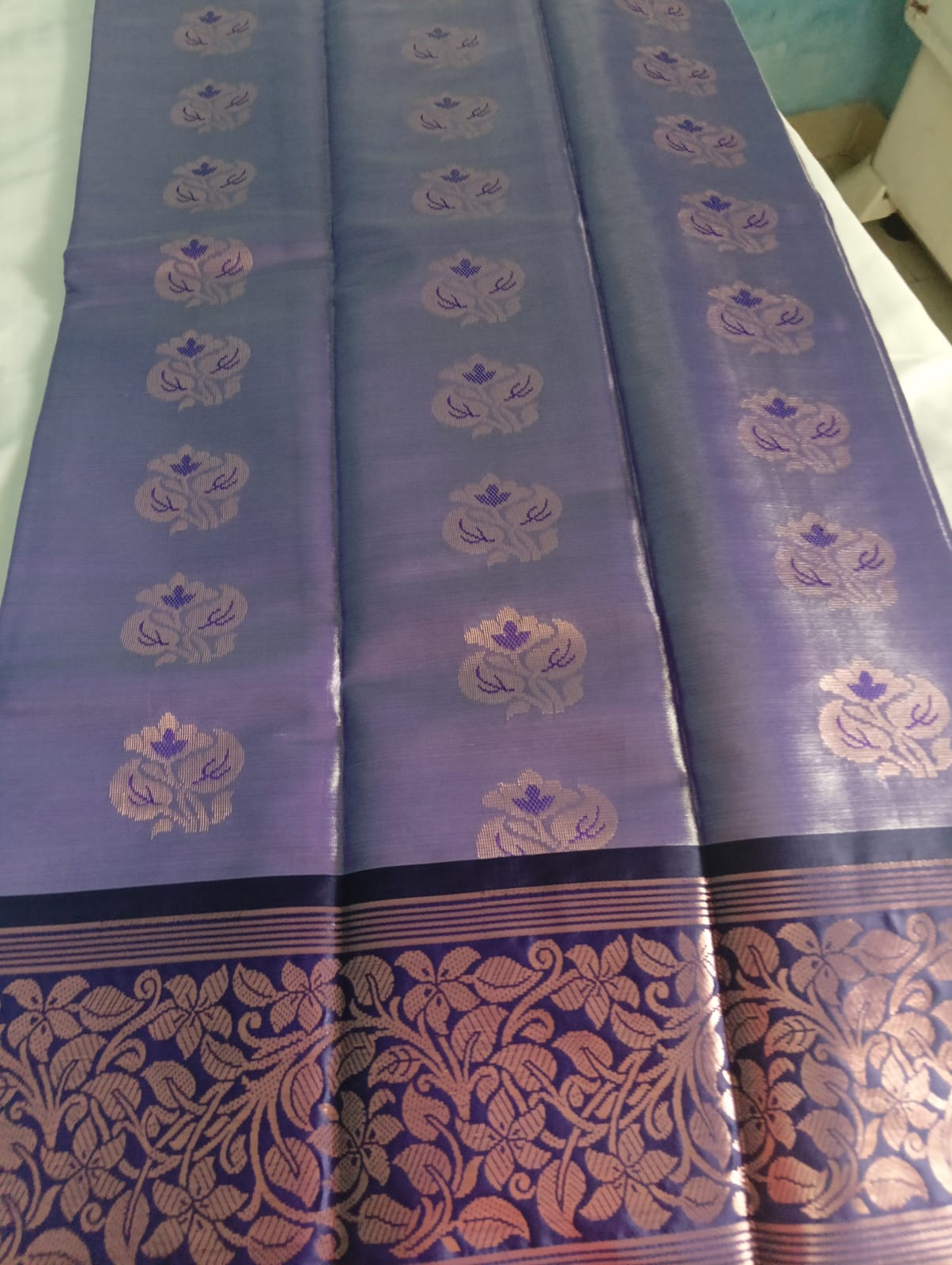 WhatsApp Image 2026-07-08 at 7.17.17 PM (2) Southloom Tissue Silk Saree with Floral Resham Border – Violet Blue | Supriyaa Silk - Image 1